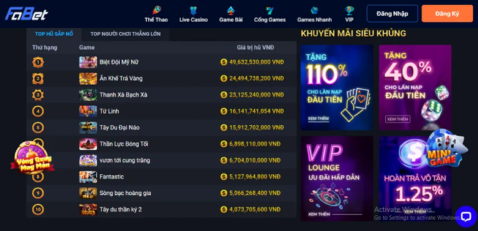 Các chương trình khuyến mãi bắn cá độc quyền tại 18win
